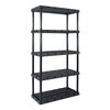 Gracious Living Plastic Shelving Unit, 36 in W x 72 in H x 18 in D, 5 Shelves, Black 91086-1C